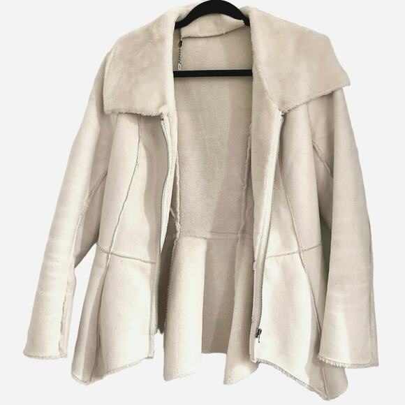 Bebe Waist Length Uneven Hem Coat - Cream - S - Picture 1 of 6